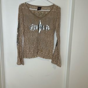 Vintage Avangard, Philip Laurent, sheer V-neck long sleeve shirt size M